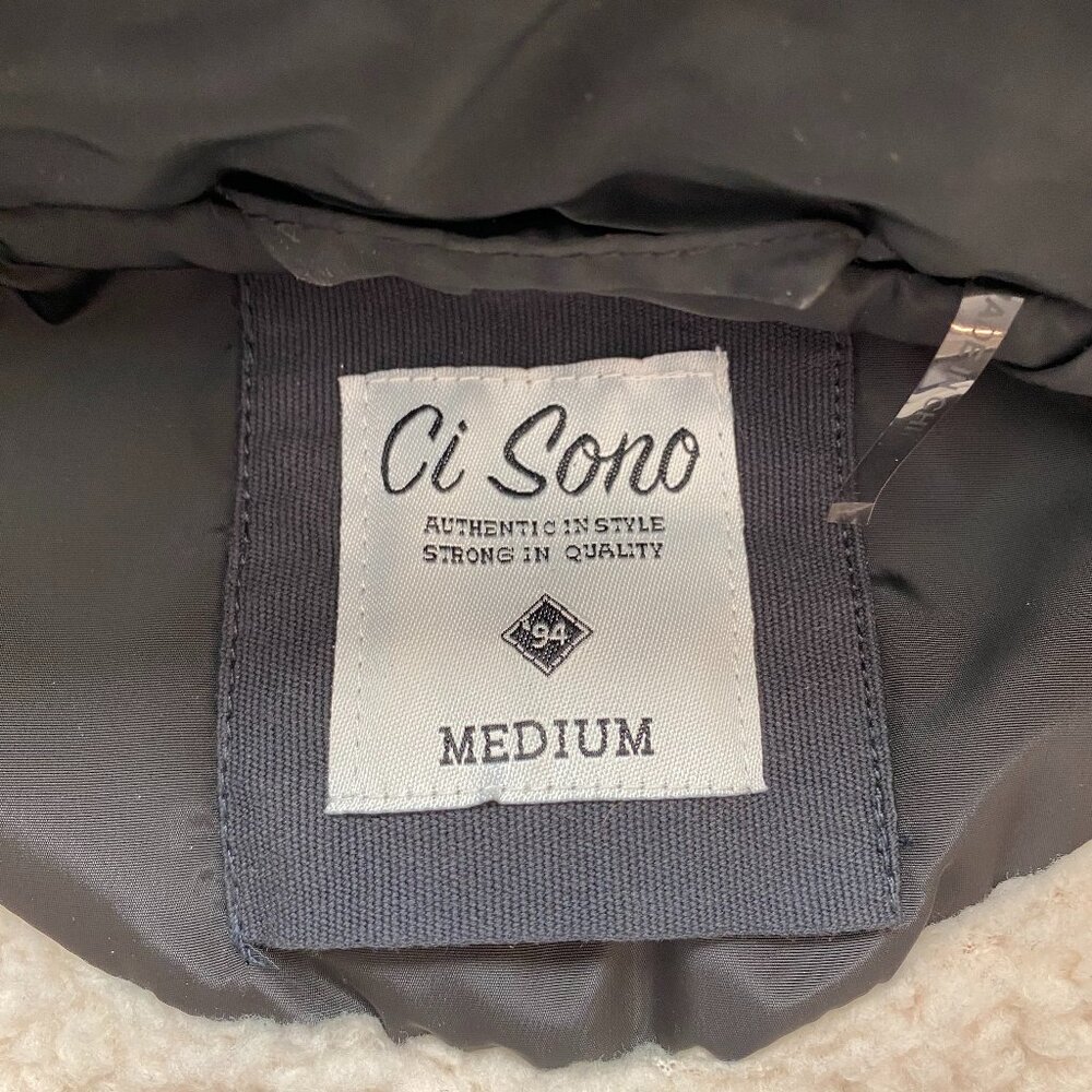 Ci Sono Vest Sherpa Lined Tan Quilted Full Zip Vest Women Size MED With Pockets - Picture 4 of 6